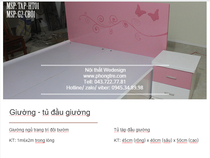 Album bộ nội thất phòng ngủ Teens girl trang trí bướm xinh
