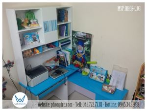 Bàn học góc đa năng BHGS-L.03 màu xanh da trời