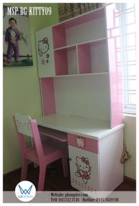 Bộ bàn ghế Hello Kitty có giá sách MSP: BG-KITTY09