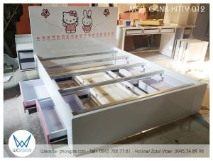 Giường 4 ngăn kéo Kitty và Melody dạo chơi vườn hoa