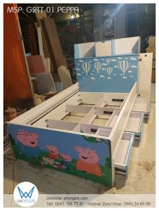 Giường tầng thấp đa năng chủ đề Gia đình Heo Peppa