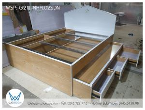 Giường tầng thấp đa năng ngôi nhà ngôi sao phối vân gỗ