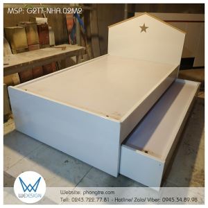 Giường tầng thấp 1m2 ngôi nhà ngôi sao màu trắng mái sồi