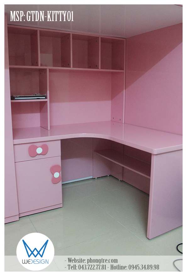 Bàn học liền giá sách của giường tầng đa năng MSP: GTDN-KITTY01