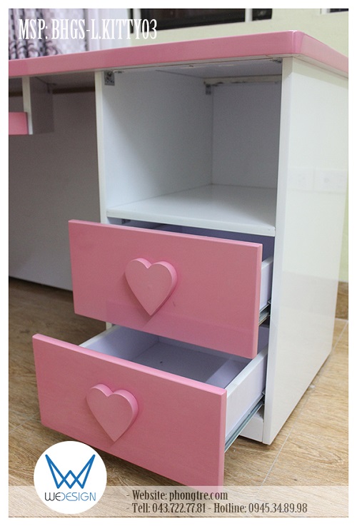 Chi tiết tủ đồ 1 hộc - 2 ngăn kéo của bàn học Kitty MSP: BHGS-L.KITTY03