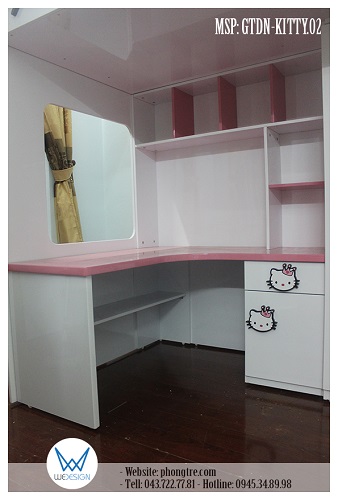 Bàn học Hello Kitty công chúa có kích thước dành cho bé gái học tiểu học
