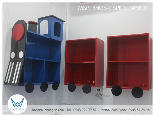 Kệ sách đoàn tàu hỏa của bàn học góc Spider Man BHGS-L.SPIDERMAN01