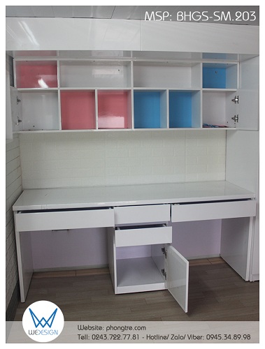 Bàn học đôi cho 2 bé thiết kế đa công năng tiện ích cho 2 bé sắp xếp góc học tập khoa học