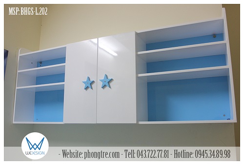 Kệ sách treo tường dài 1m8 của bàn học góc dành cho 2 học sinh MSP: BHGS-L.202