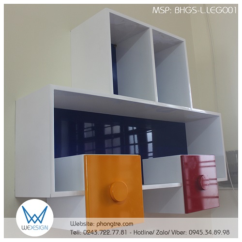 Kệ sách ô tô Lego của bàn học góc có giá sách treo tường Lego BHGS-L.LEGO01
