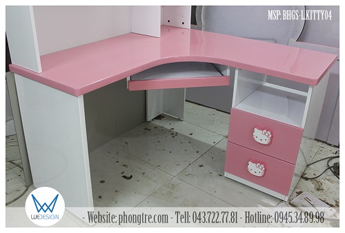 Phần bàn học góc chữ L của mẫu bàn học góc chữ L liền giá sách Hello Kitty MSP: BHGS-L.KITTY04