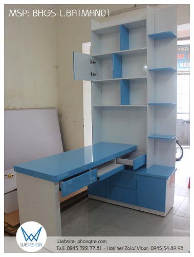 Bàn học góc liền tủ sách BHGS-L.BATMAN01 được thiết kế đa công năng phục vụ cho nhu cầu học tập của học sinh