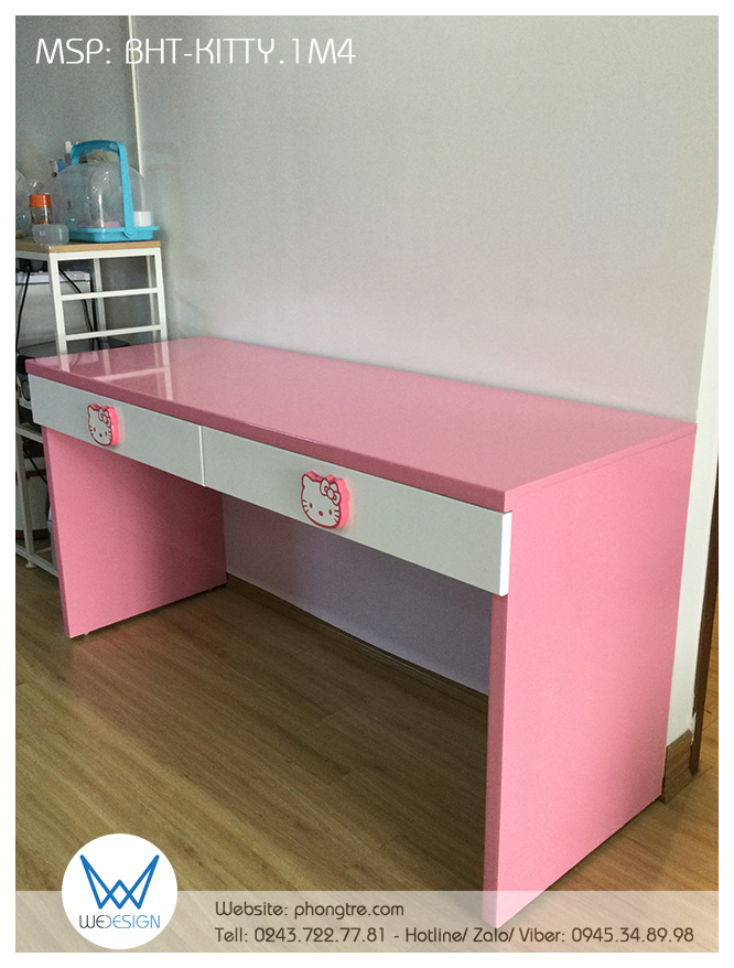 Bàn học Hello Kitty 1m4 có 2 ngăn kéo dành cho 2 bé gái