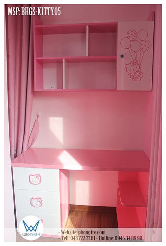 Bàn học giá sách treo tường Hello Kitty BHGS-KITTY.05