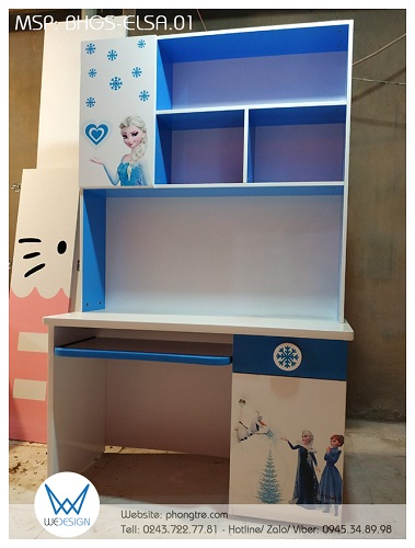 Bàn học liền giá sách Công chúa băng giá Elsa