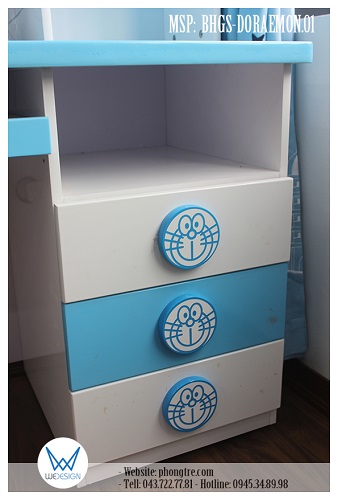 Tay nắm ngăn kéo dưới bàn học được Wedesign sản xuất riêng bộ tay nắm Doraemon dạng Face Icon tròn