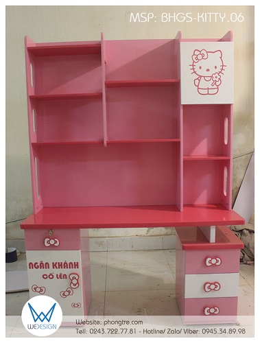 Bàn học liền giá sách Hello Kitty BHGS-KITTY.06