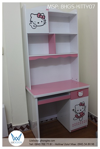 Bàn học liền giá sách Hello Funny Kitty BHGS-KITTY07