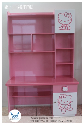Bàn học liền giá sách Hello Kitty BHGS-KITTY.02