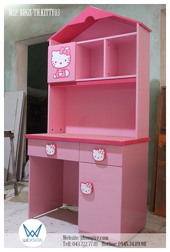 Bàn học liền giá sách ngôi nhà Hello Kitty MSP: BHGS-TH.KITTY03