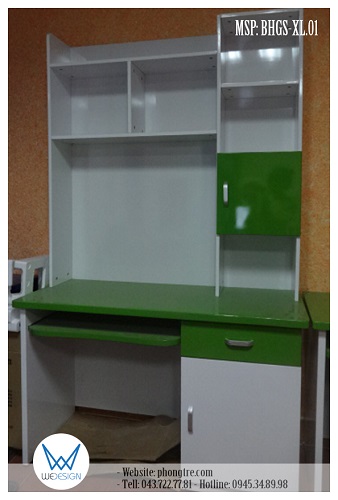 Bàn học liền giá sách màu xanh lá cây BHGS-XL.01
