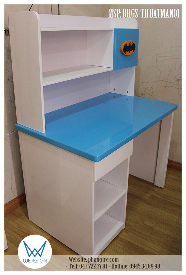Bàn học sinh tiểu học liền giá sách MSP: BHGS-TH.BATMAN01 - Góc nhìn 2