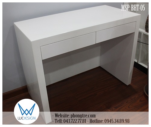 Bàn học chân hộp có 2 ngăn kéo màu trắng MSP: BHT-05
