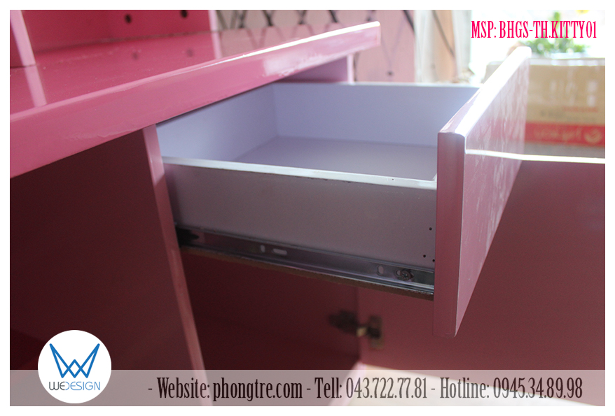 Ngăn kéo bàn học để dụng cụ học tập, di chuyển bằng ray bi