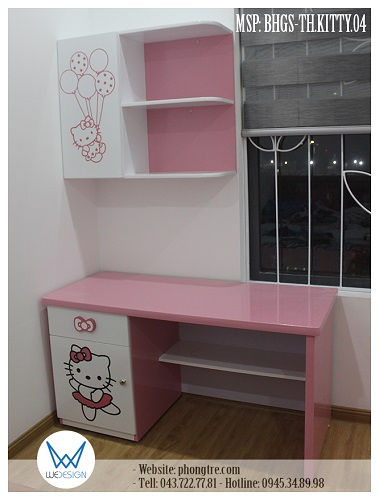 Bàn học Hello Kitty giá sách treo tường đặt áp cửa sổ