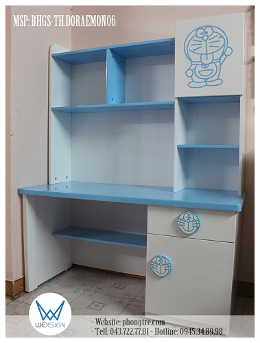 Bàn học tiểu học liền giá sách Doraemon 06