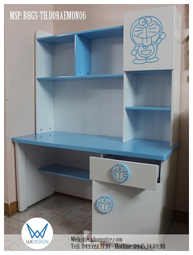 Bàn học Doraemon liền giá sách MSP: BHGS-TH.DORAEMON06 dành cho bé học tiểu học