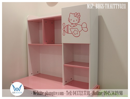 Kệ sách liền bàn học tiểu học Hello Kitty lái máy bay MSP: BHGS-TH.KITTY0211