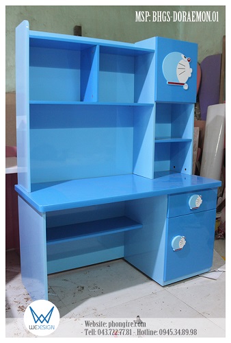 Bàn học sinh Doraemon liền giá sách MSP: BHGS-DORAEMON.01 dành cho học sinh tiểu học