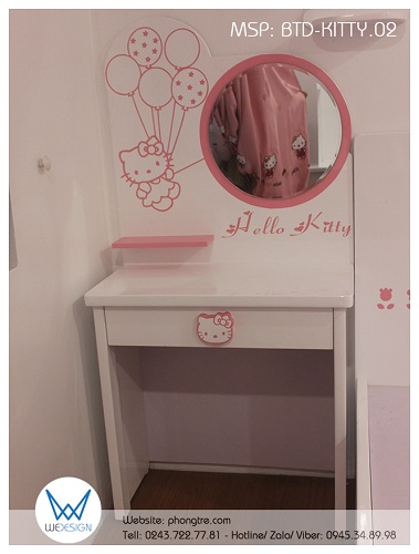 Bàn trang điểm Hello Kitty cầm chùm bóng bay lơ lửng BTD-KITTY.02