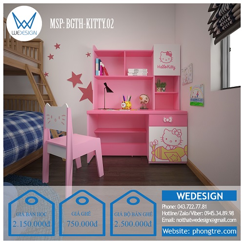 Bộ bàn ghế học sinh tiểu học Hello Kitty BGTH-KITTY.02