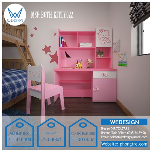 Bộ bàn ghế học sinh tiểu học Hello Kitty BGTH-KITTY.022