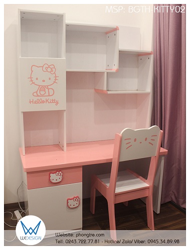 Bộ bàn ghế tiểu học Hello Kitty BGTH-KITTY.02 điệu đà cho góc học tập của bé gái
