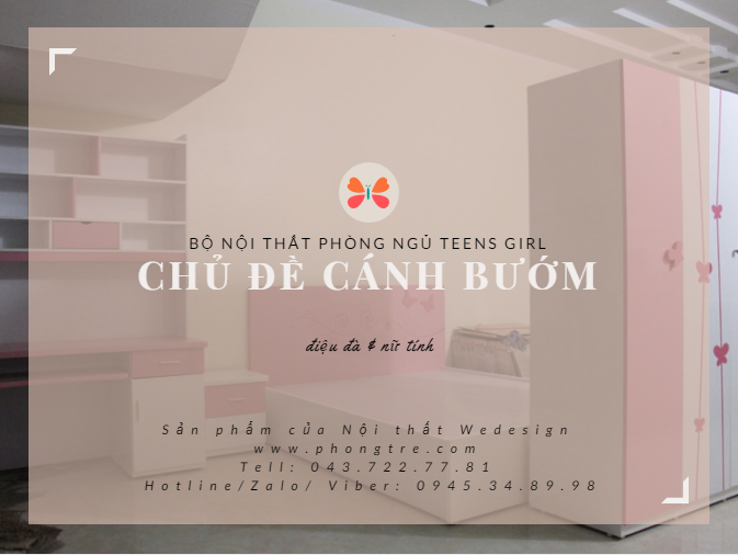 Album bộ nội thất phòng ngủ Teens girl trang trí bướm xinh