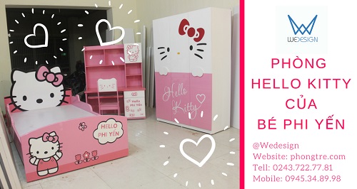 Bộ nội thất phòng ngủ Hello Kitty của bé Phi Yến