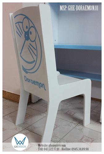 Ghế học sinh tiểu học có tựa lưng nghiêng trang trí Doraemon MSP: GHE-DORAEMON.01