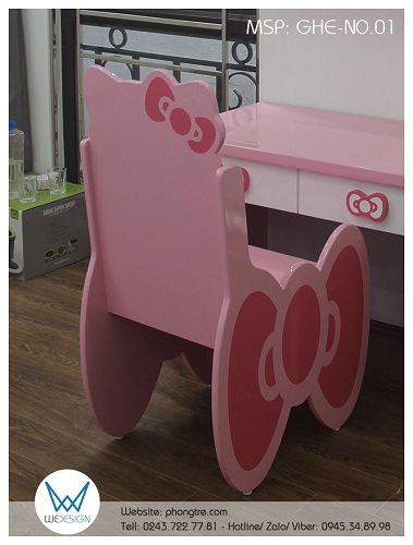 Ghế học sinh tiểu học tạo hình nơ Hello Kitty GHE-NO.01