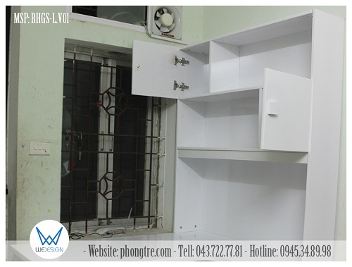 Giá sách liền bàn học góc MSP: BHGS-L.V01