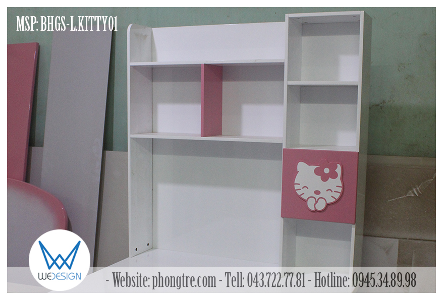 Chi tiết phần giá sách của bàn học chữ góc MSP: BHGS-L.KITTY01