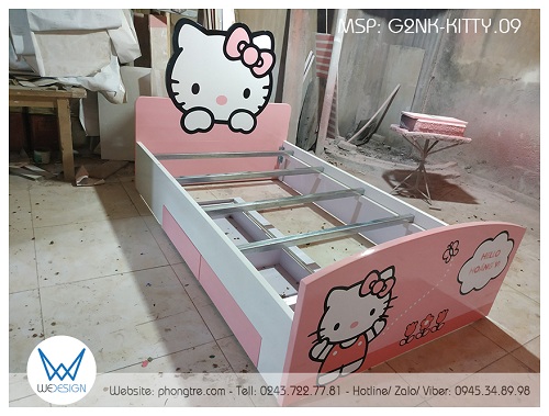 Khung giường sử dụng ke giường liên kết đầu thấp, đầu cao giường với 2 thành giường