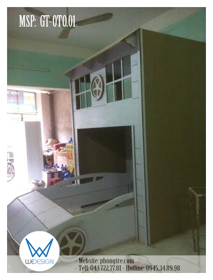 Giường tầng tạo hình gara ô tô MSP: GT-OTO.01 được sản xuất từ chất liệu gỗ MDF và gỗ MFC