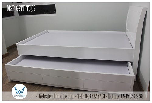 Giường tầng thấp G2TT-TC.02 có 2 tầng giường đều là giường 1m2