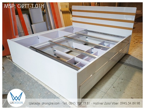 Kết cấu khung giường 2 tầng thấp đa năng G2TT-T.01K
