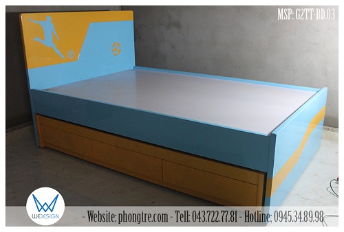 Giường tầng trên sử dụng 1 tấm dát phản kích thước 1m2x2m
