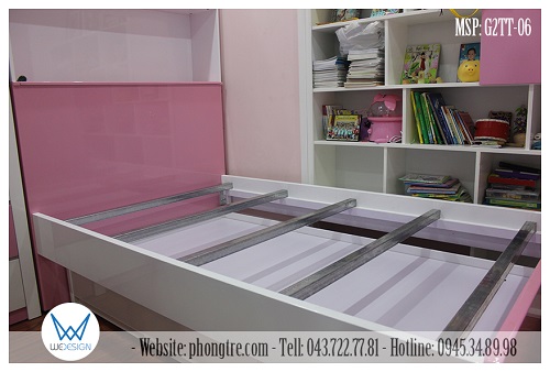 Giường tầng trên rộng 1m2x2m dùng 5 cây thang giường