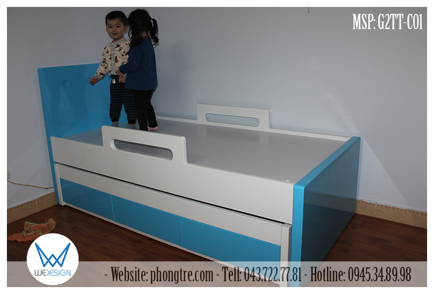 Giường tầng thấp MSP: G2TT-C01 có thanh chắn ở giữa